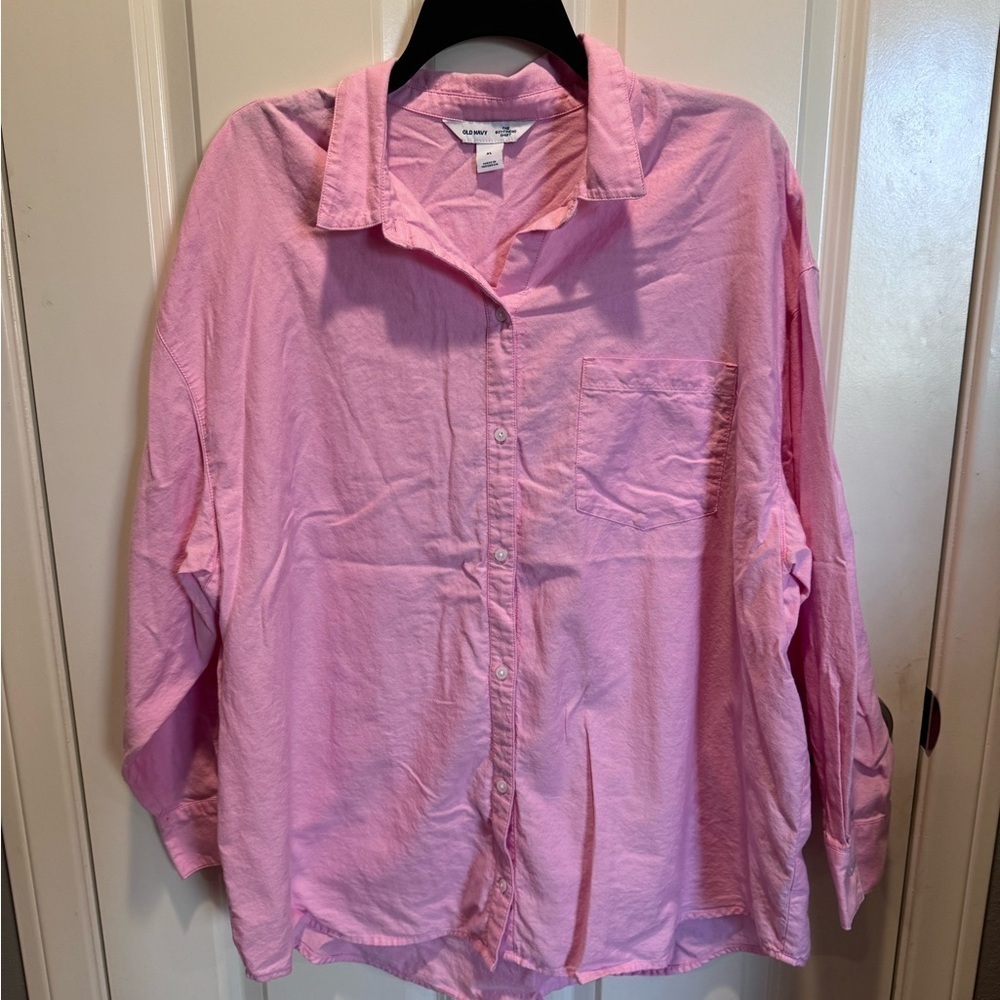 Old Navy Pink Boyfriend Shirt - Picture 1 of 4